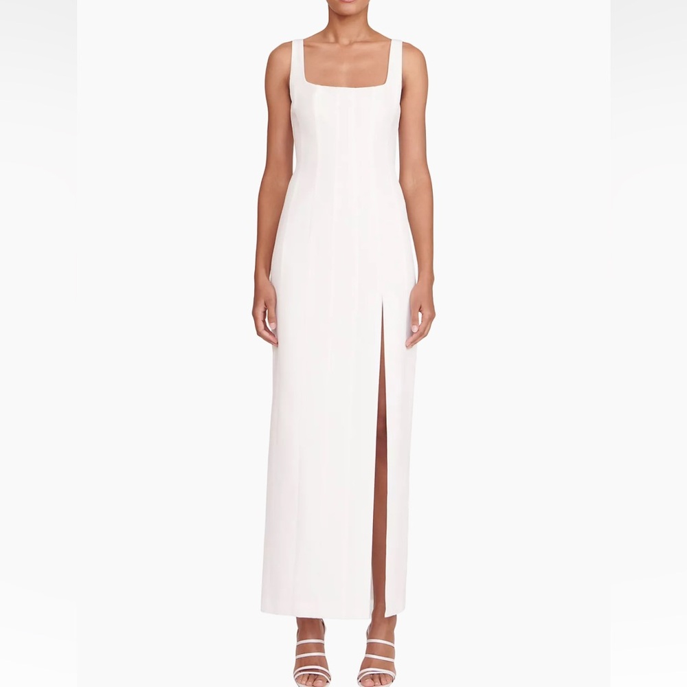 STAUD White Sleeveless Slit Gown
